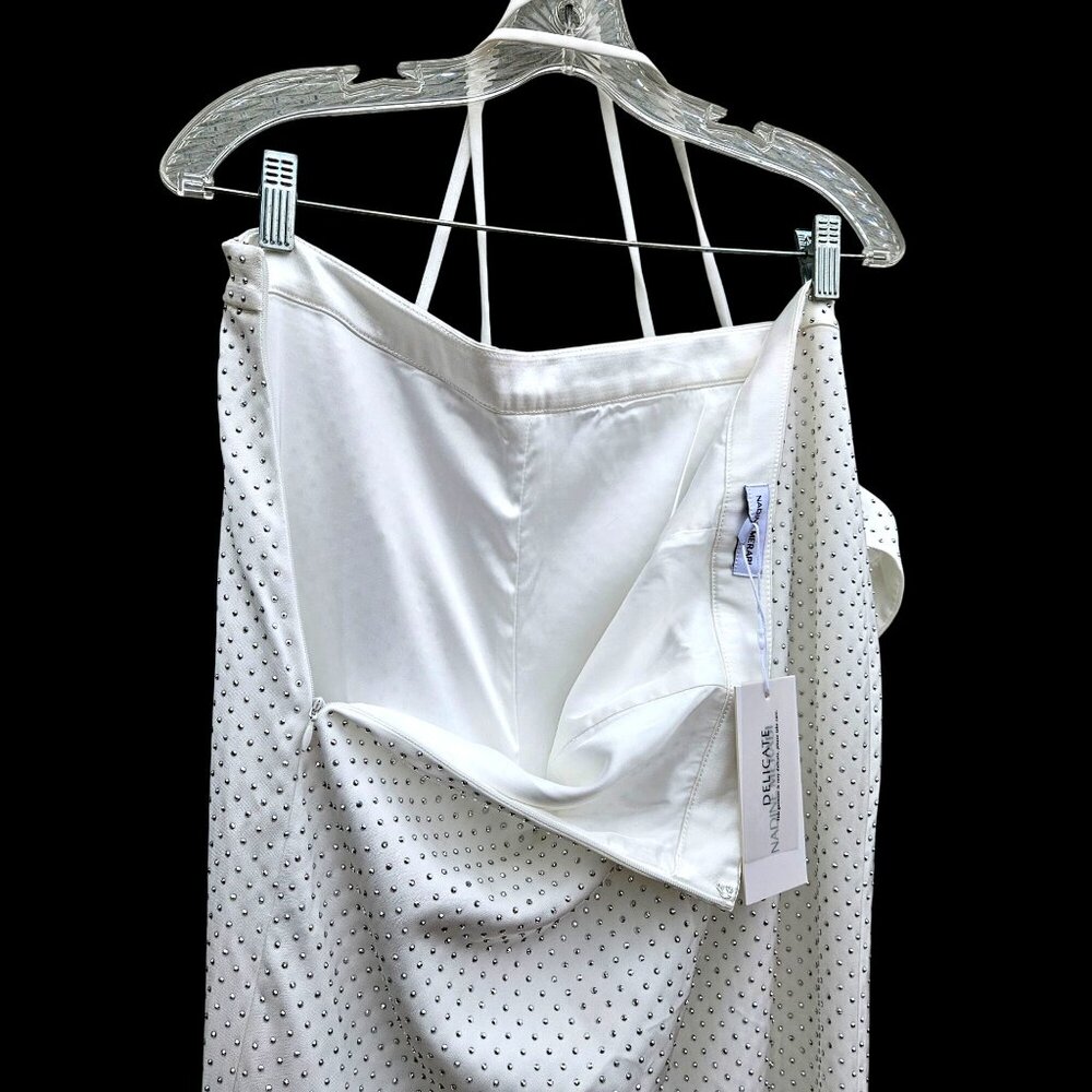 Nadine Merabi White Rhinestone Kira Two-Piece Set Top L Pants XL New - Picture 16 of 16